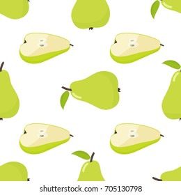Seamless pattern of pear, cartoon illustration. Vector