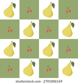 pera padrão sem costura com cereja