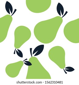 Seamless pattern with pear. Fresh pear background. Decorative illustration, good for printing. Vector bright print for fabric or wallpaper.