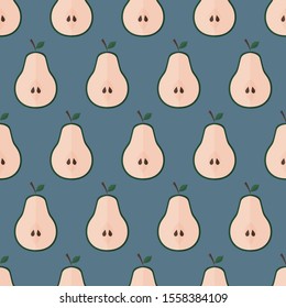 seamless pattern pear fruit food on blue background vector wallpaper textile giftwrap