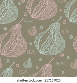 seamless pattern pear hand draw