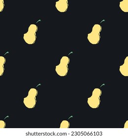 Seamless pattern with pear icons. Drawn pear background. Doodle vector illustration with fruits