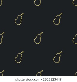 Seamless pattern with pear icons. Drawn pear background. Doodle vector illustration with fruits
