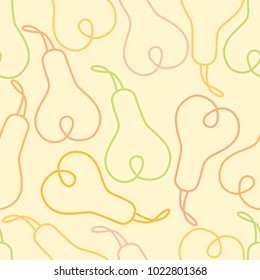 Seamless pattern with pear on beige background.