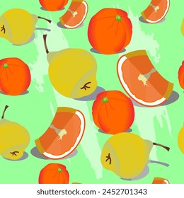 seamless pattern with pear and orange slice
