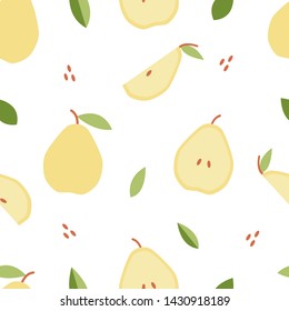 Seamless pattern pear for print, fabric in flat style