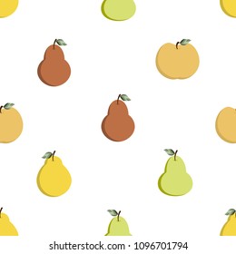 seamless pattern with pear. Summer fresh fruit background.