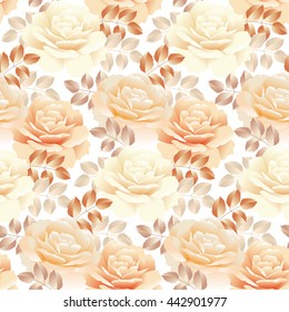 seamless pattern of pearl color yellow rose. repitable swatch vector illustration