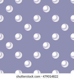 Seamless pattern with pearl, White pearl on blue grey background