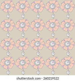 Seamless pattern with pearls jewelry in Renaissance style.