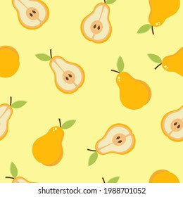 Seamless pattern with pears in cartoon style, vector illustration