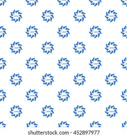 Seamless pattern of pears collected in many circles, the word SUMMER in the center. Red and blue on a white background. For packaging design, labels, Wallpaper, fabric, cosmetic, juice, ice cream.