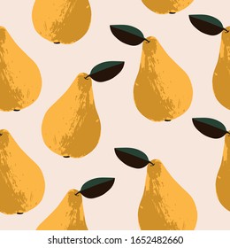 	
Seamless pattern with pears. Fruit background. Print for fabric and wallpaper. Vector illustration.