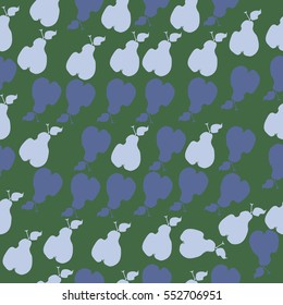 Seamless pattern with pears, harvest. Hand drawn.