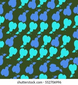 Seamless pattern with pears, harvest. Hand drawn.