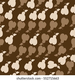 Seamless pattern with pears, harvest. Hand drawn.