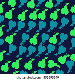 Seamless pattern with pears, harvest. Hand drawn.