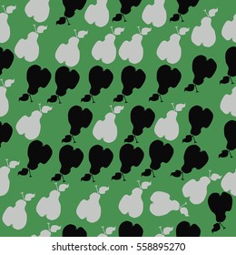 Seamless pattern with pears, harvest. Hand drawn.