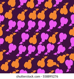 Seamless pattern with pears, harvest. Hand drawn.