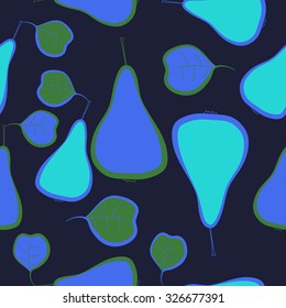 Seamless    pattern  of pears, leaves,  spots. Hand drawn.