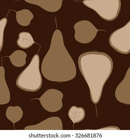 Seamless    pattern  of pears, leaves,  spots. Hand drawn.