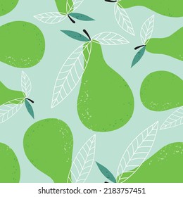 Seamless Pattern With Pears. Modern Pear Fruit Illustration Art. Textile Design.