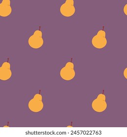Seamless pattern with pears on purple background. Contemporary abstract flat design for decor covers paper. Cute vector illustration.