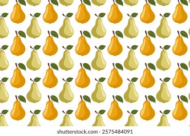 Seamless pattern with pears on white background. Vector illustration.