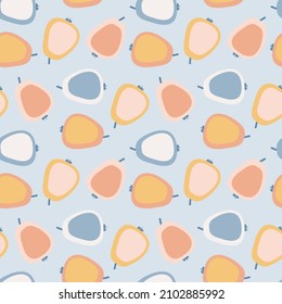 Seamless pattern with pears in pastel colors, cute texture for kids, vector