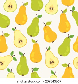 Seamless pattern with pears. Perfect for wallpapers, pattern fills, web page backgrounds, surface textures, textile. 