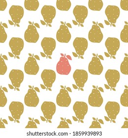 Seamless pattern with pears silhouettes. Endless texture on white background. For textile print, wrapping paper, scrapbooking, bed linen