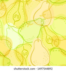 Seamless pattern with pears, sweet fruit, textile print, vector illustration