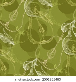 Seamless pattern with pears. Trendy hand drawn textures. Modern abstract design for paper, cover, fabric, interior decor and other users