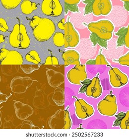 Patrón sin fisuras con peras. Texturas dibujadas a mano de moda. Diseño abstracto moderno para el papel, la cubierta, la tela, la decoración interior y otros usuarios