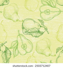 Seamless pattern with pears. Trendy hand drawn textures. Modern abstract design for paper, cover, fabric, interior decor and other users