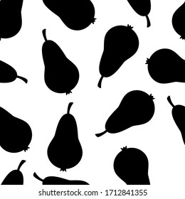 Seamless pattern of pears. Vector illustration on a white background. 
