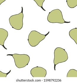 Seamless pattern with pears.Hand drawn vector illustration.
