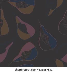 Seamless    pattern  of pears,hole,  spots. Hand drawn.