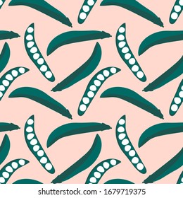 Seamless pattern with peas. Art can be used for packaging design element; restaurant menu.