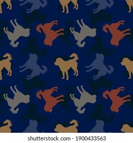 Seamless pattern from pedigree large dogs Caucasian Shepherd. Vector stock illustration eps10.