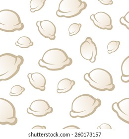 Seamless pattern with pelmeni or dumplings on white background