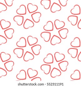 Seamless pattern with a pencil drawing hearts on a white background. Vector.