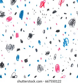Seamless pattern with pencil drawn doodles