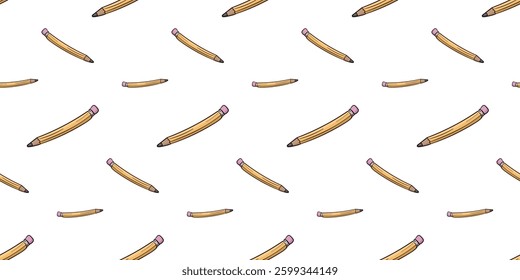 Seamless pattern with pencil with eraser doodle vector
