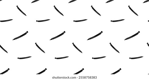 Seamless pattern with pencil with eraser silhouette vector