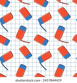 Seamless pattern of pencil erasers. 