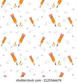 Seamless pattern with pencils. Cute cartoon style. Vector.