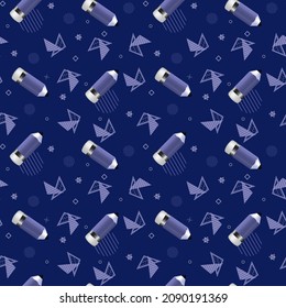 Seamless pattern with pencils and geometric shapes