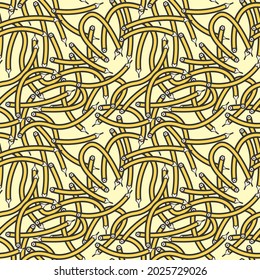 Seamless pattern with pencils. Hand drawn vector illustration. Flat color design.