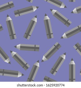 Seamless pattern with pencils on a blue background. Vector graphics.